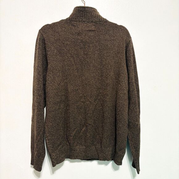 Oscar De La Renta 1/4 Zip Sweater Men's Sz XL Brown Marled Sherpa Lined Collar - Picture 3 of 8